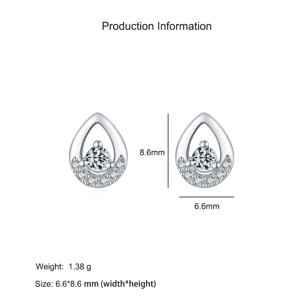 925 Sterling Silver Teardrop Zircon Stud Earring 40200708 - image2
