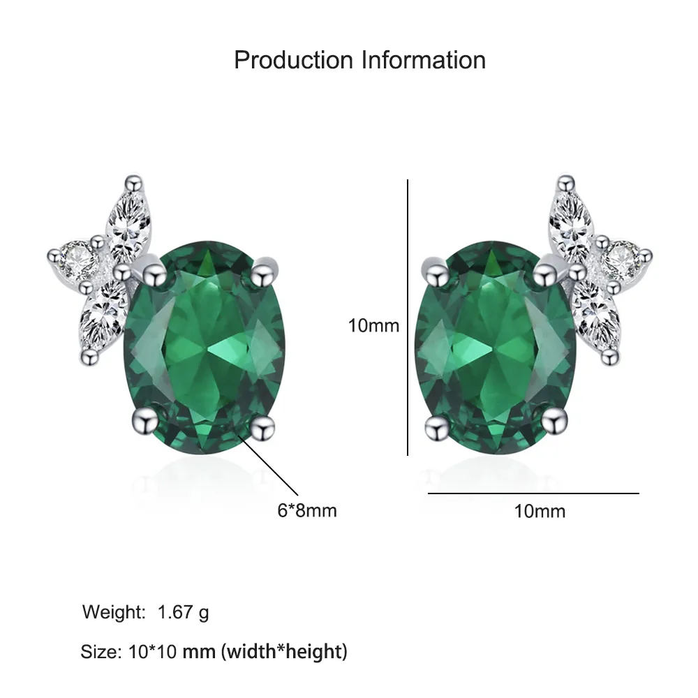 925 Sterling Silver Vintage Oval Green Zircon Stud Earring 40200711 - image2