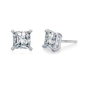 925 Sterling Silver Princess-Cut Zircon Stud Earring 40200713