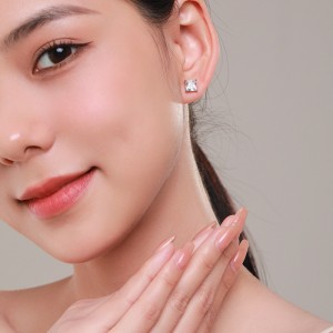 925 Sterling Silver Princess-Cut Zircon Stud Earring 40200713
