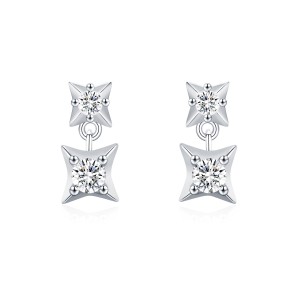925 Sterling Silver Four-Point Star Zircon Stud Earring 40200714