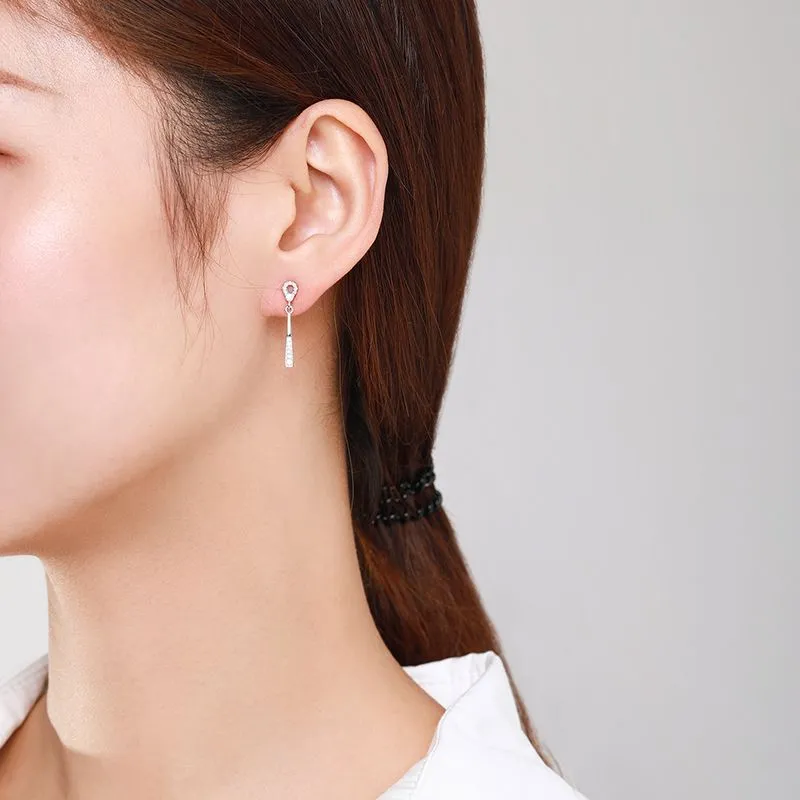 925 Sterling Silver Geometric Zircon Drop Stud Earring 40200719 - image1