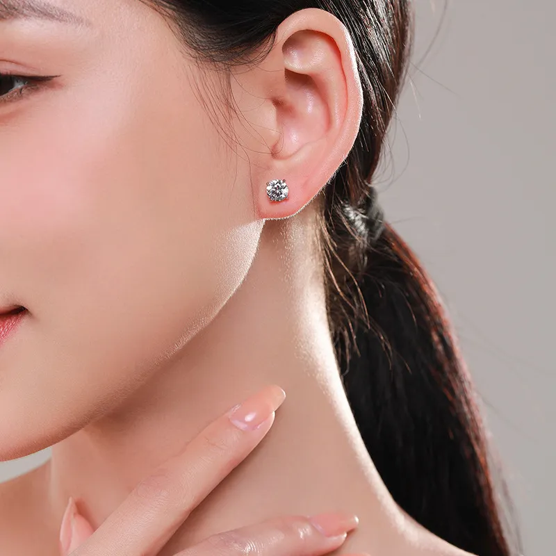 925 Sterling Silver Minimalist  Classic Round Zircon Stud Earring 40200721 - image1