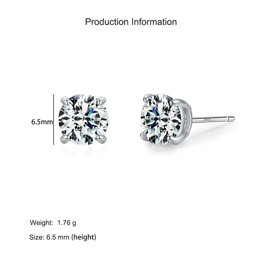 925 Sterling Silver Minimalist  Classic Round Zircon Stud Earring 40200721 - image2