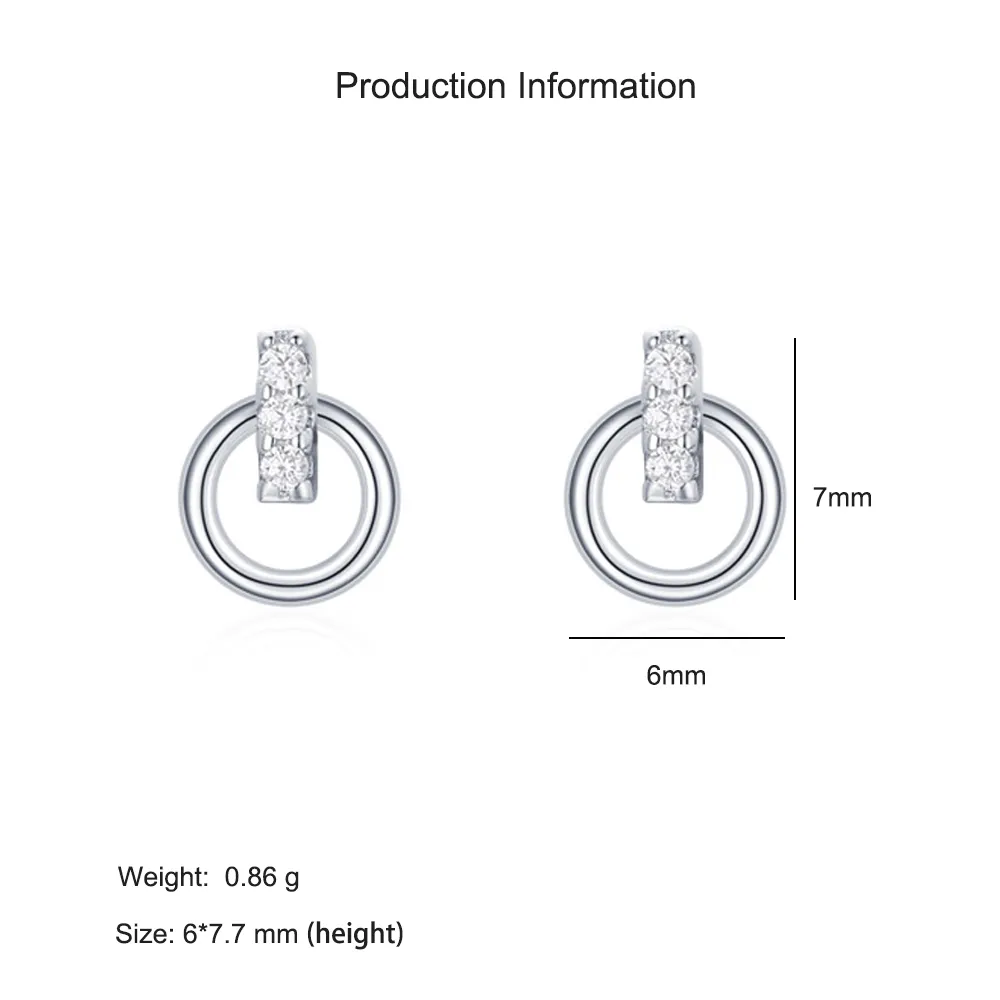 925 Sterling Silver Micro-Pave Zircon Circle Stud Earring 40200729 - image2