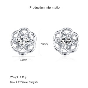 925 Sterling Silver Hollow Flower Zircon Stud Earring 40200731