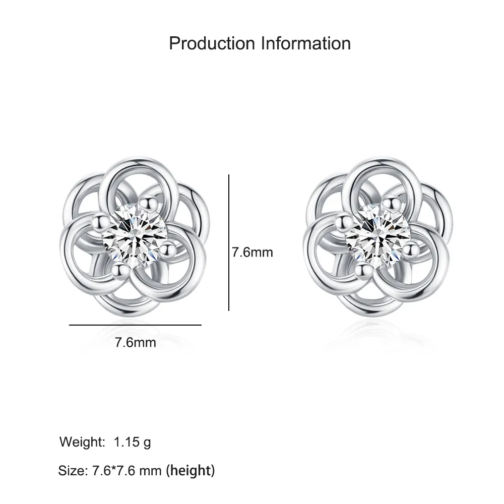 925 Sterling Silver Hollow Flower Zircon Stud Earring 40200731 - image2