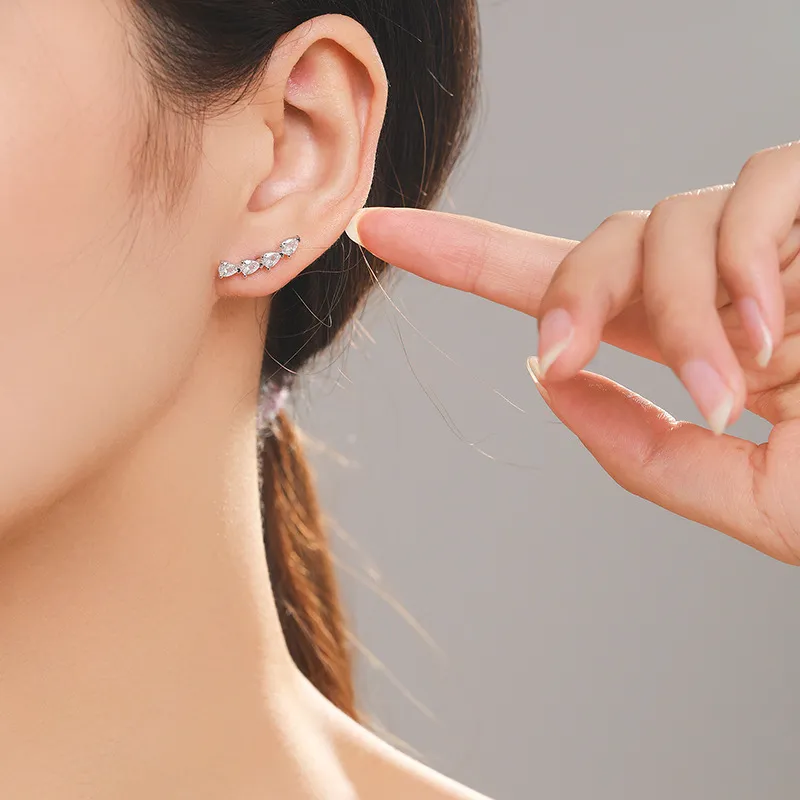 925 Sterling Silver Water Drop Teardrop Zircon Stud Earrings 40200734 - image1