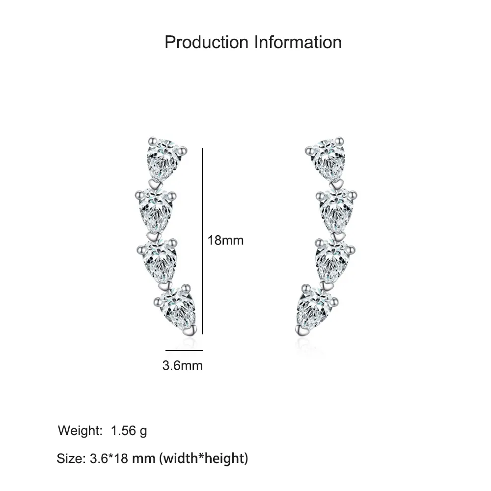 925 Sterling Silver Water Drop Teardrop Zircon Stud Earrings 40200734 - image2