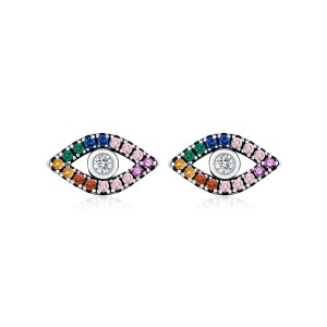 925 Sterling Silver Rainbow CZ Evil Eye Protection Stud Earrings 40200736 925 Sterling Silver Rainbow CZ Evil Eye Protection Stud Earrings 40200736