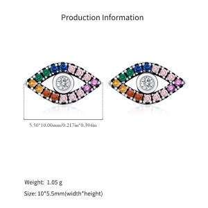 925 Sterling Silver Rainbow CZ Evil Eye Protection Stud Earrings 40200736 925 Sterling Silver Rainbow CZ Evil Eye Protection Stud Earrings 40200736