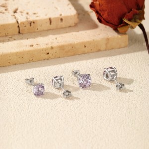 925 Sterling Silver Lavender Fireworks Cut Stud Earrings 40200746 925 Sterling Silver Lavender Fireworks Cut Stud Earrings 40200746