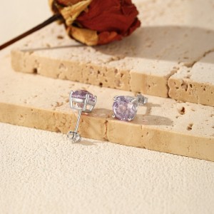 925 Sterling Silver Lavender Fireworks Cut Stud Earrings 40200746 925 Sterling Silver Lavender Fireworks Cut Stud Earrings 40200746