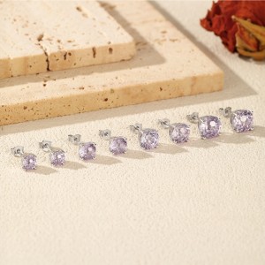 925 Sterling Silver Lavender Fireworks Cut Stud Earrings 40200746 925 Sterling Silver Lavender Fireworks Cut Stud Earrings 40200746