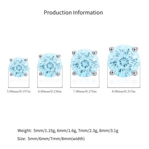 925 Sterling Silver Aquamarine Blue Fireworks Cut Stud Earrings 40200747