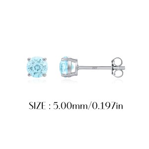 925 Sterling Silver Aquamarine Blue Fireworks Cut Stud Earrings 40200747