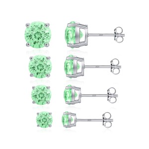 925 Sterling Silver Paraiba Color Fireworks Cut Stud Earrings 40200748