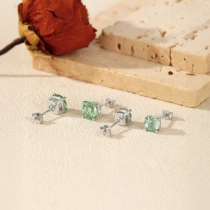 925 Sterling Silver Paraiba Color Fireworks Cut Stud Earrings 40200748