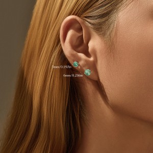 925 Sterling Silver Paraiba Color Fireworks Cut Stud Earrings 40200748
