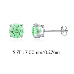 925 Sterling Silver Paraiba Color Fireworks Cut Stud Earrings 40200748