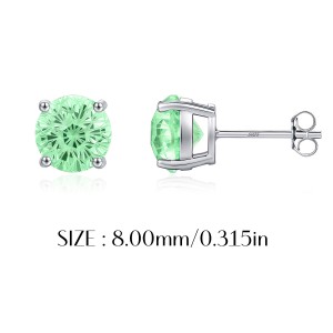 925 Sterling Silver Paraiba Color Fireworks Cut Stud Earrings 40200748