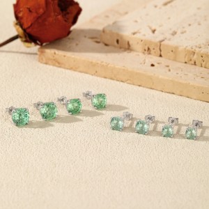 925 Sterling Silver Paraiba Color Fireworks Cut Stud Earrings 40200748