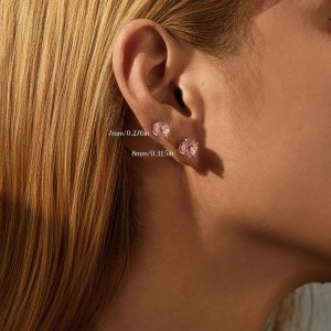 925 Sterling Silver Morganite Pink Fireworks Cut Stud Earrings 40200749