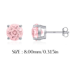 925 Sterling Silver Morganite Pink Fireworks Cut Stud Earrings 40200749