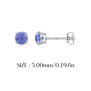 925 Sterling Silver Tanzanite Blue Fireworks Cut Stud Earrings 40200750