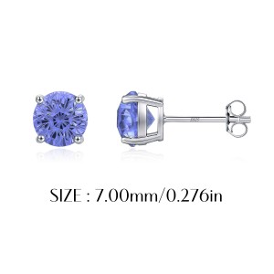 925 Sterling Silver Tanzanite Blue Fireworks Cut Stud Earrings 40200750