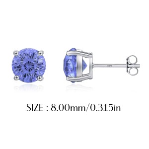 925 Sterling Silver Tanzanite Blue Fireworks Cut Stud Earrings 40200750