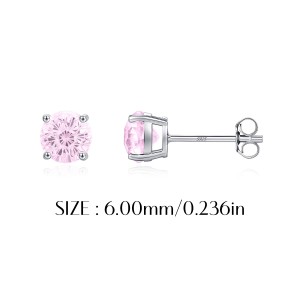 925 Sterling Silver Light Pink Fireworks Cut Stud Earrings 40200751