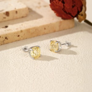 925 Sterling Silver Canary Yellow Fireworks Cut Stud Earrings 40200753