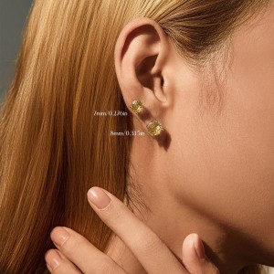 925 Sterling Silver Canary Yellow Fireworks Cut Stud Earrings 40200753