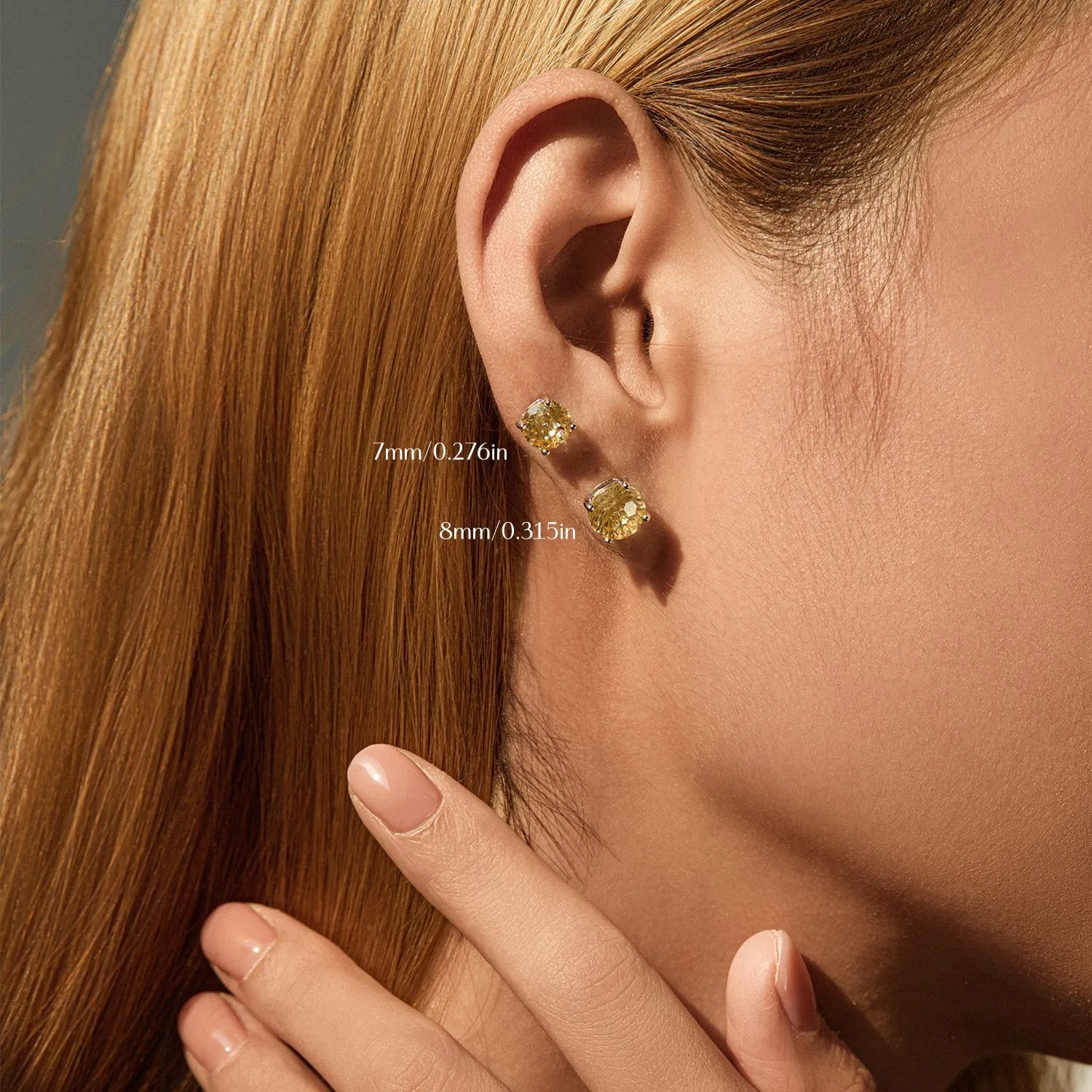 925 Sterling Silver Canary Yellow Fireworks Cut Stud Earrings 40200753 - image2