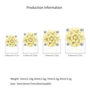 925 Sterling Silver Canary Yellow Fireworks Cut Stud Earrings 40200753