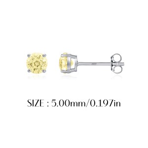 925 Sterling Silver Canary Yellow Fireworks Cut Stud Earrings 40200753