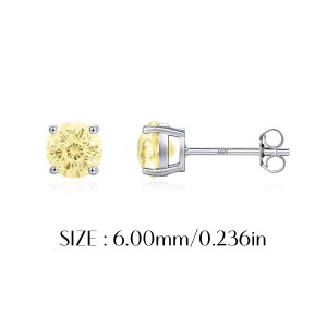 925 Sterling Silver Canary Yellow Fireworks Cut Stud Earrings 40200753