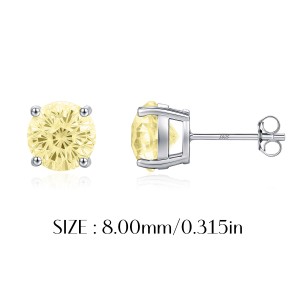 925 Sterling Silver Canary Yellow Fireworks Cut Stud Earrings 40200753