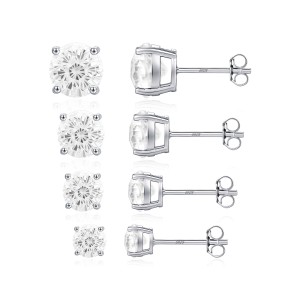 925 Sterling Silver White Fireworks Cut Stud Earrings 40200754