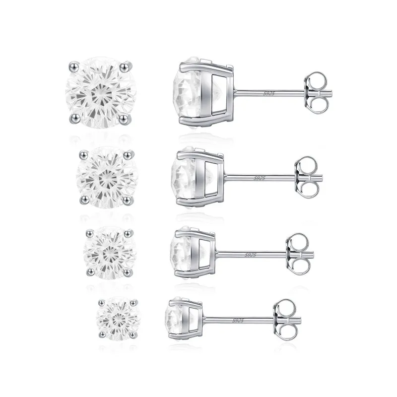 925 Sterling Silver White Fireworks Cut Stud Earrings 40200754