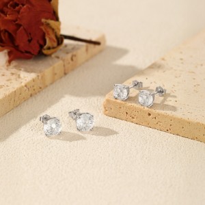 925 Sterling Silver White Fireworks Cut Stud Earrings 40200754