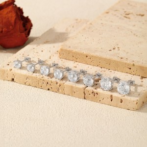 925 Sterling Silver White Fireworks Cut Stud Earrings 40200754