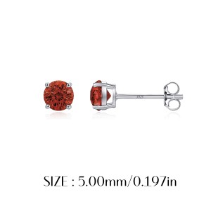 925 Sterling Silver Garnet Red Fireworks Cut Stud Earrings 40200755