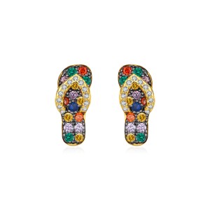 925 Sterling Silver Colorful Flip-Flop Studs 40200757