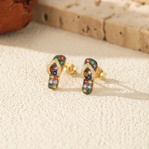 925 Sterling Silver Colorful Flip-Flop Studs 40200757