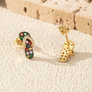 925 Sterling Silver Colorful Flip-Flop Studs 40200757