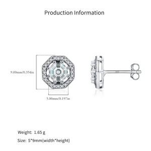 925 Sterling Silver Vintage Octagonal Halo Studs 40200758