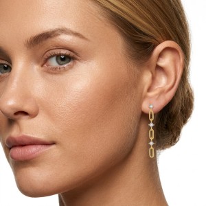 925 Sterling Silver Zircon Paperclip Drop Earrings 40200760