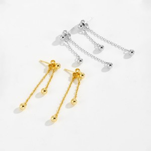 925 Sterling Silver Double Chain Ball Drop Earrings 40200762 925 Sterling Silver Double Chain Ball Drop Earrings 40200762